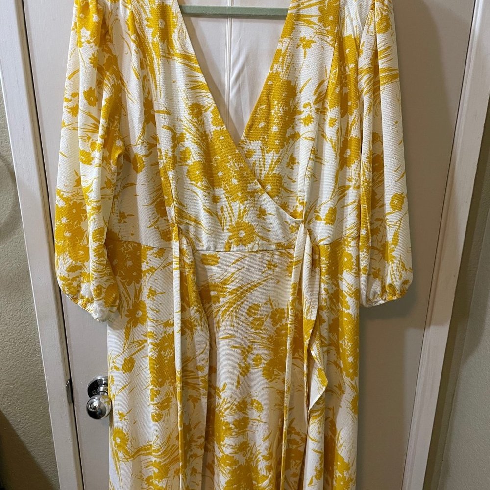 Lane Bryant Yellow and White Dress